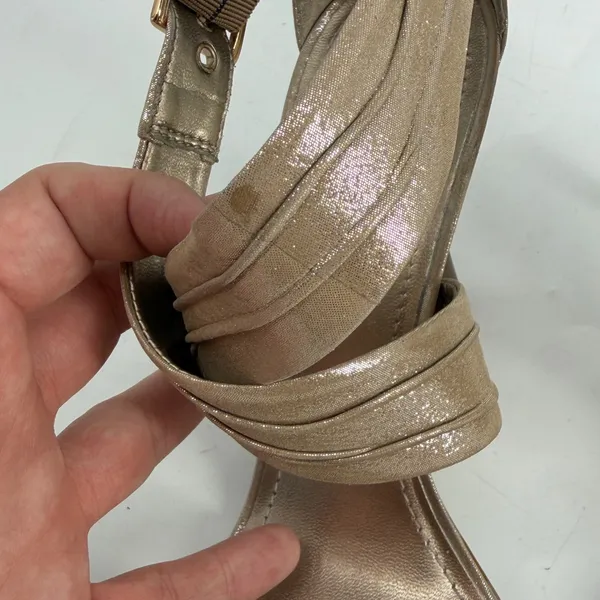 Gianni Bini Metallic Champagne Gold‎ Strappy Stiletto Heel Sandals Size 9.5 - Image 5