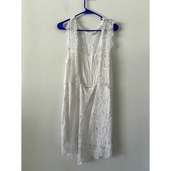 Free People Daydream White Lace Wedding Bridal Mini Dress NWT Size M - Image 4