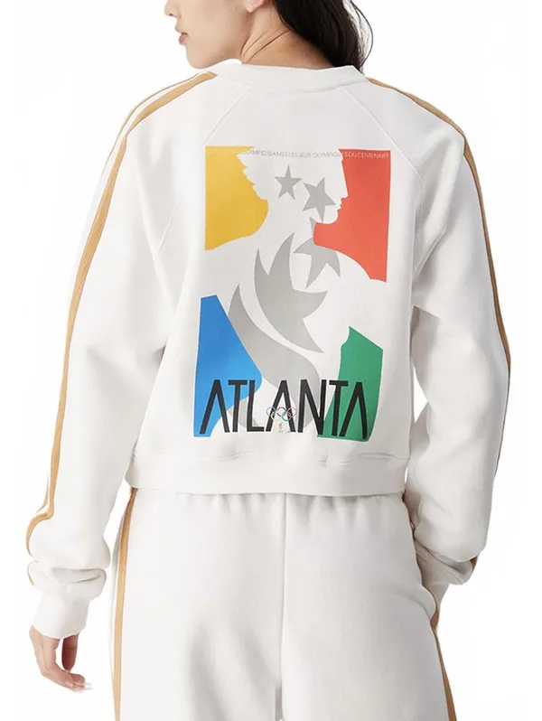 PacSun Olympics Atlanta Raglan Crew Neck Sweatshirt White NWT Small - Image 2