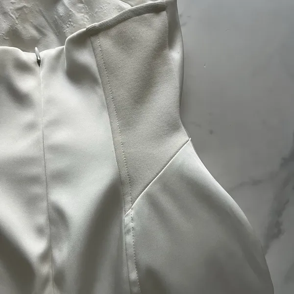 Anthropologie BHLDN Clean Lines Strapless Mini Dress White XS Bridal Wedding - Image 8