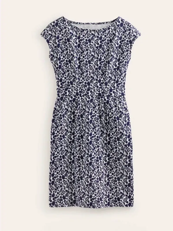 Boden Florrie Floral Jersey Dress In French Navy Tulip Size 6P - Image 2