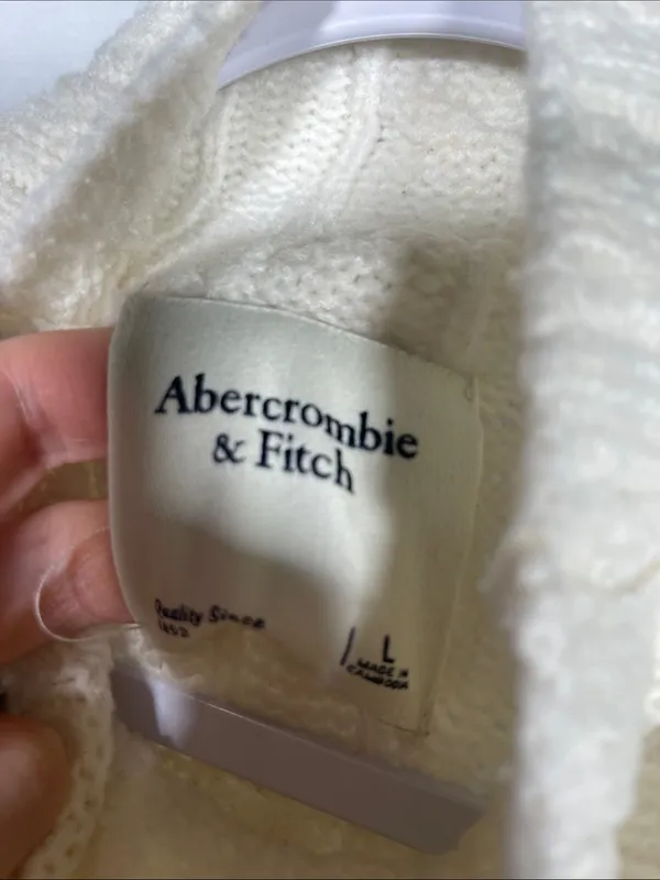 Abercrombie & Fitch Womens Ivory White Cable Knit Turtleneck Sweater Large - Image 2