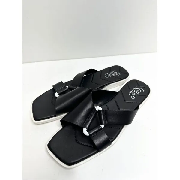 Franco Sarto Sandals Womens Size 9.5 Leather Black/White Open Toe - Image 4