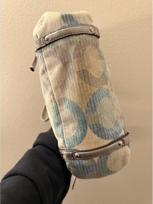 Vintage Coach Audrey Metallic Graphic Op Art Cinched Tote - Image 4