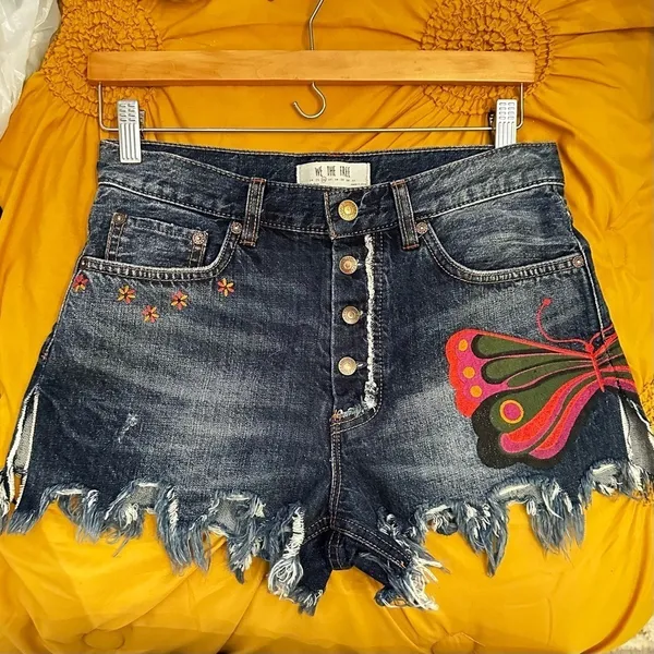 Free People Denim Butterfly Shorts Size 26‎ - Image 10