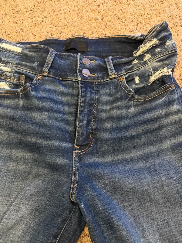 BKE Distressed Dark Blue Flare Jeans - Image 8