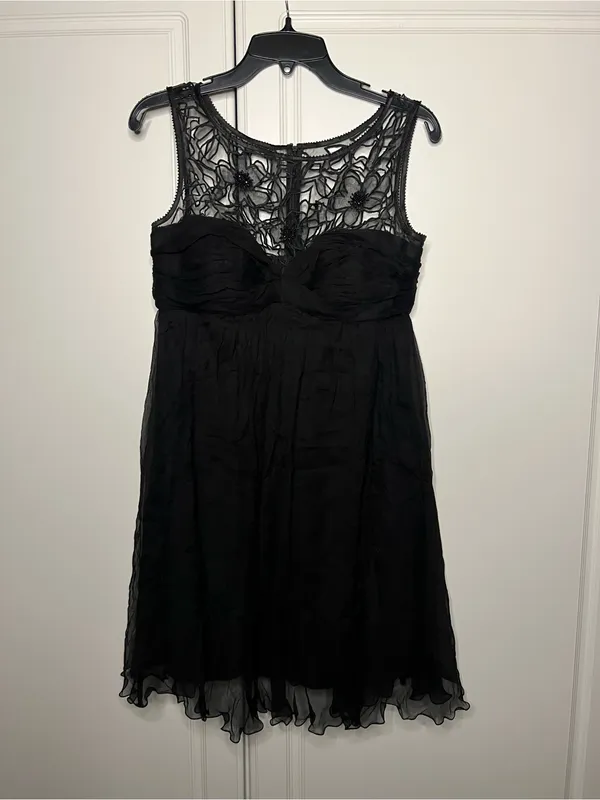 Y2K Vintage Dolce Jovani Silk Beaded Lace Cocktail Dress - Image 3