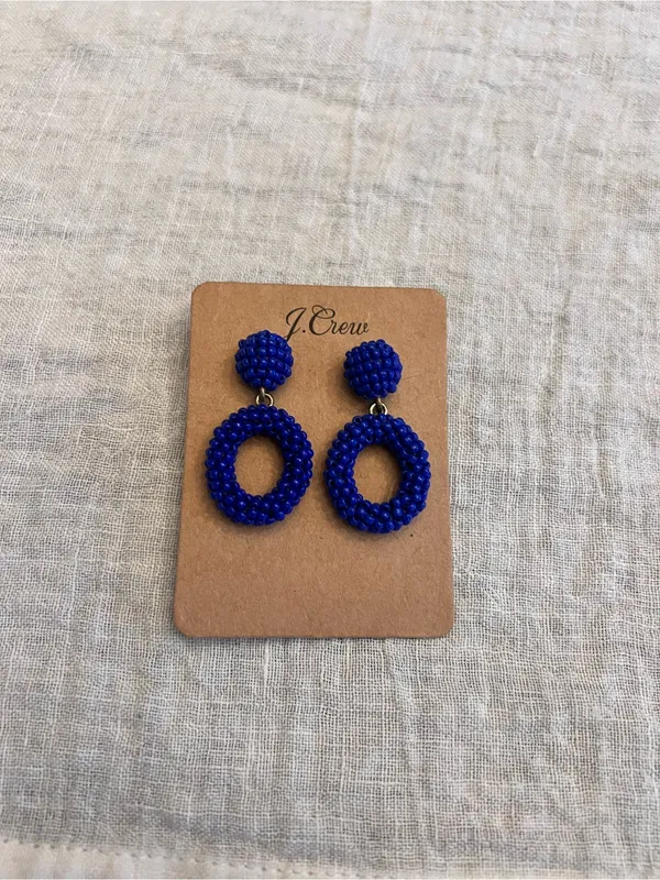 J.Crew Royal Blue Beaded Drop Earrings NWT - Image 2