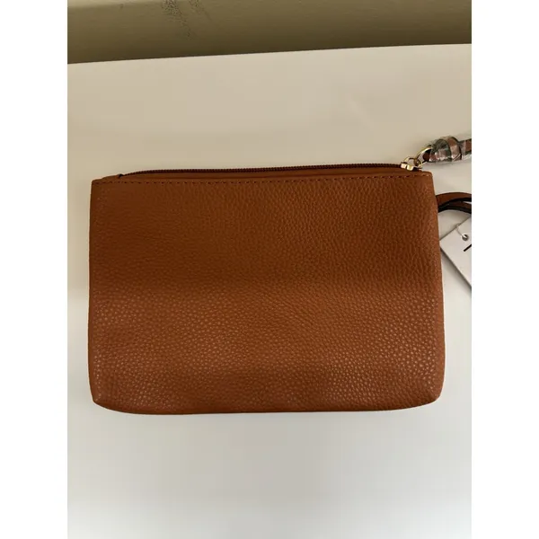 NWT Malibu Skye Brown Vegan Faux Leather Wristlet Purse Zipper Festival Concert - Image 4