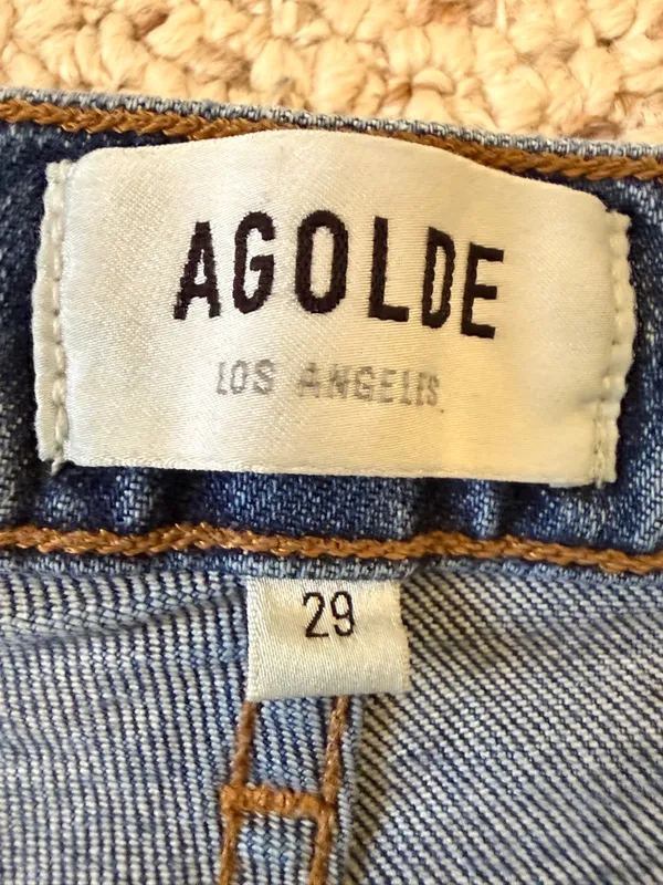 AGOLDE Tony Slim Straight‎ Jeans 29 High Rise Medium Wash Crop Denim - Image 6