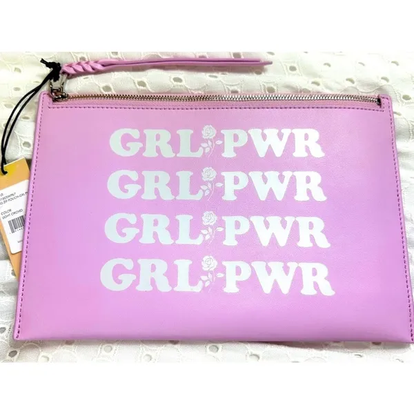 Rebecca Minkoff Girl Power Leather Zip Pouch Clutch - Light Orchid Pink - Image 3