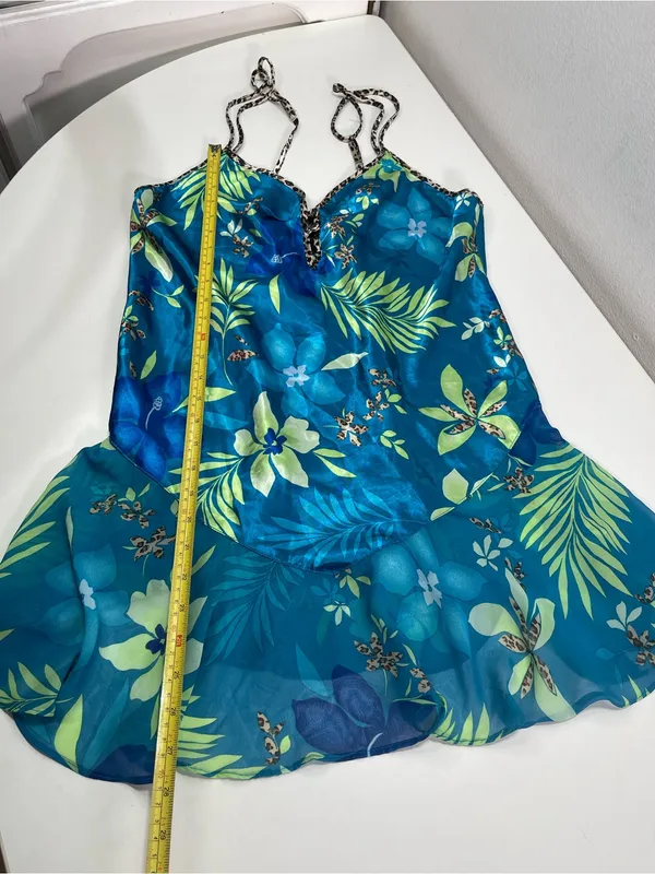 Secret Treasures Tropical Leopard Print Chemise Nightie Women's M8/10 Vacation - Image 2