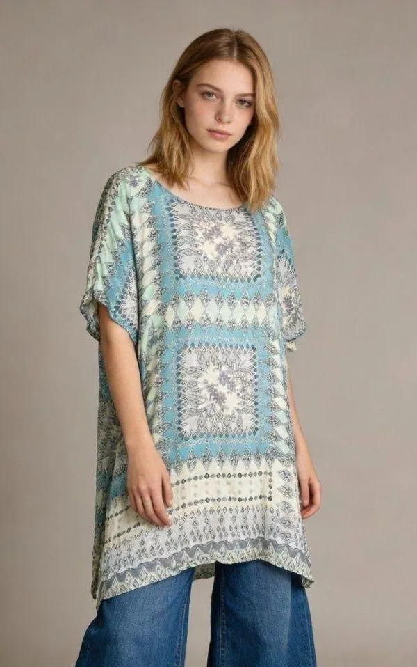 NWOT Johnny Was Arroyo Ice Floral Paisley Long Tunic Shirt Blouse Size L - Image 2