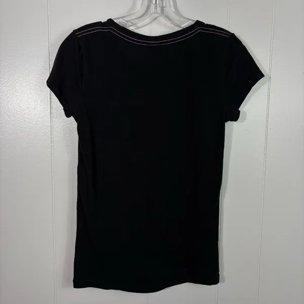 Vintage Y2K PINK For Peace VS Victorias Secret Black Fitted Neon Tee Small S XO - Image 5