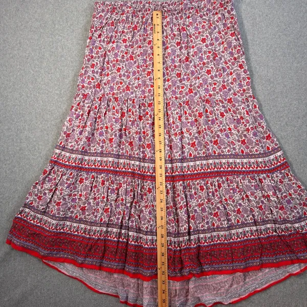 Knox Rose Women's XL Floral Maxi Skirt Elastic Waist Boho Purple Red - Image 4