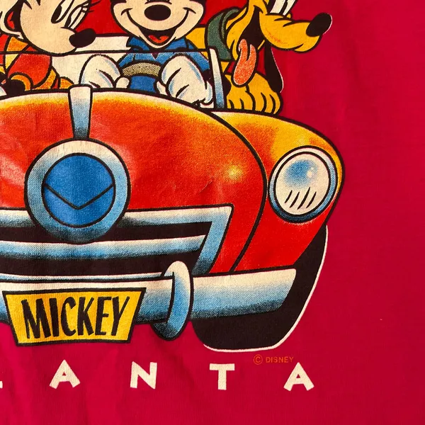 Vintage Disney Sz XL Mickey and Friends Atlanta Graphic Tee Pink Single Stitch‎ - Image 3