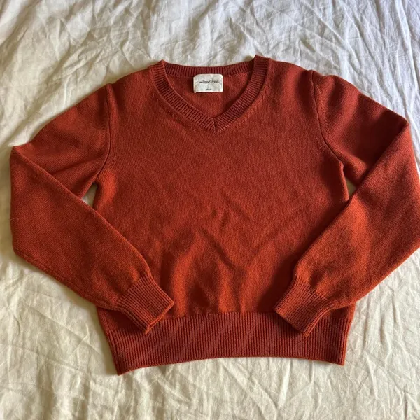 Aritzia Wilfred Free Palomino Merino Wool V Neck Sweater Orange Size Medium - Image 2