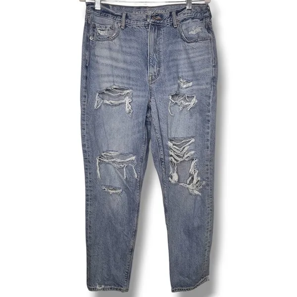 American Eagle Mom Jeans Distressed Denim Jeans Size 12 - Image 2
