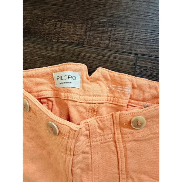 Pilcro and the Letterpress Wide Leg Utility Pants Orange Cinch Back Size 27 - Image 4