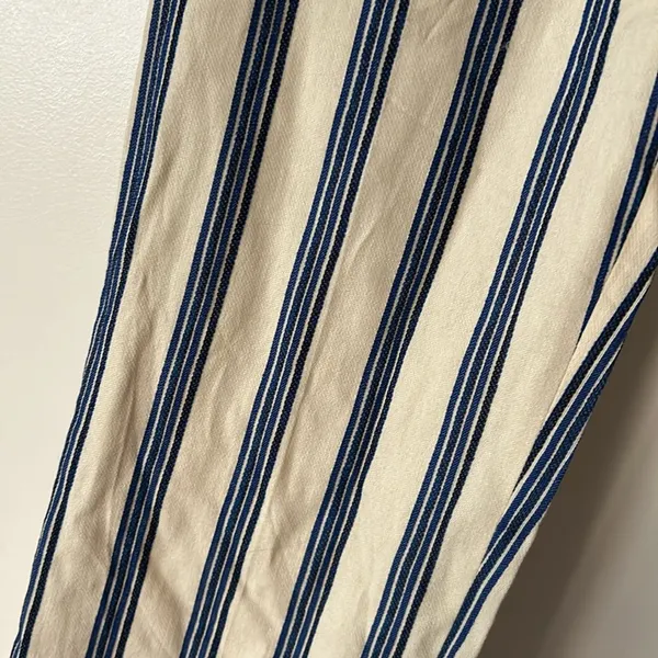 NWT Express High Rise Paperbag Ankle Pants Cream Blue Stripe Size 4 - Image 5