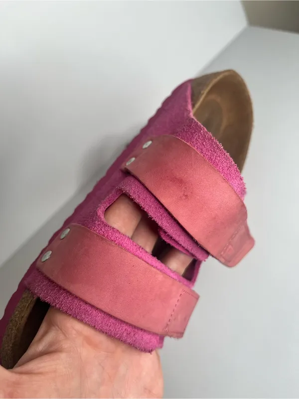 Birkenstock Uji Nubuck Suede Fuschia Tulip Womens Size 36 Slide Sandals Pink - Image 9