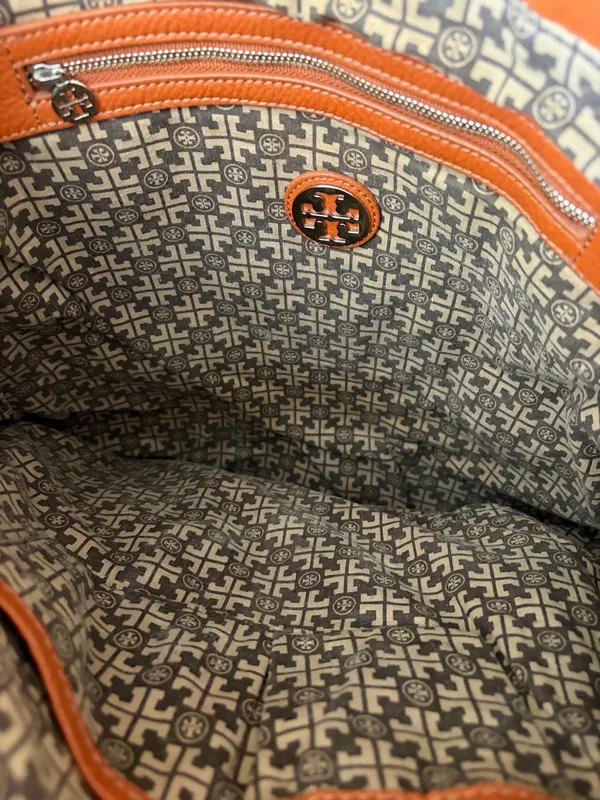 Tory Burch Canvas Tote with Leather Handles - Image 5
