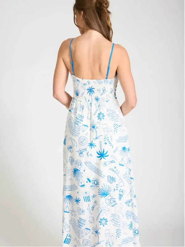 NWT Blu Pepper Blue & White Positano Coastal Print Maxi Dress – Small - Image 3