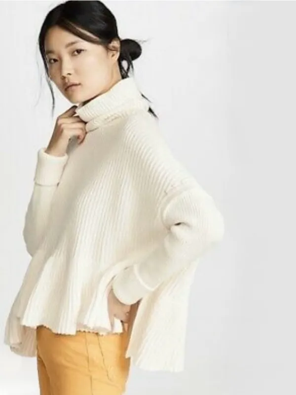Free People Layer Cake Turtleneck Sweater Cream Size XS - Image 7