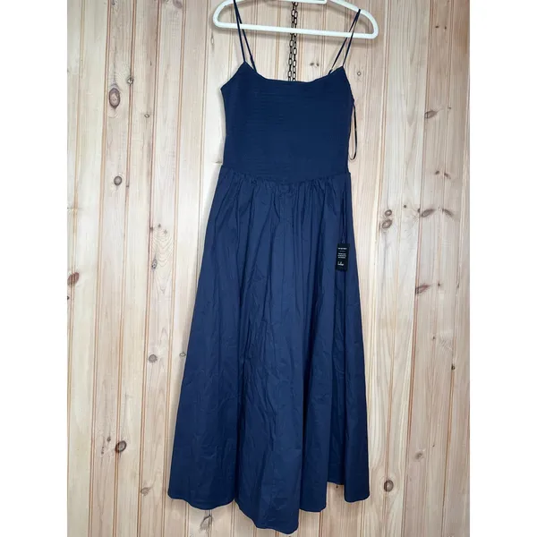 NWT Lulus Tandria Navy Smocked Sleeveless Midi Dress Holiday Gala Wedding Size M - Image 2