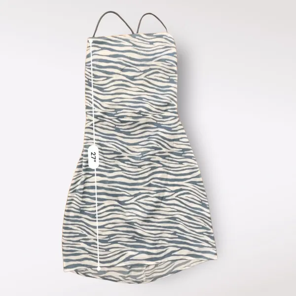 J.O.A. Dress Women’s Small Blue‎ White Zebra Print Lace Up Back Mini - Image 5
