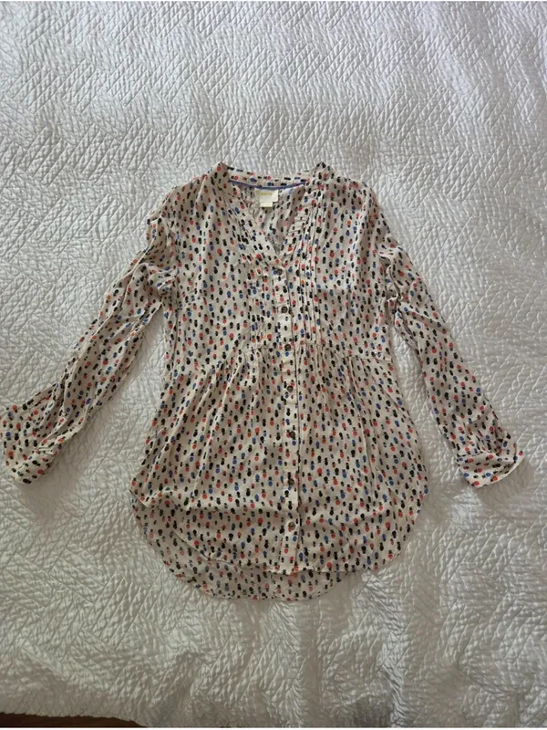 Maeve Anthropologie Printed Pintuck Tunic Blouse Boho Peasant Top US 10 - Image 4