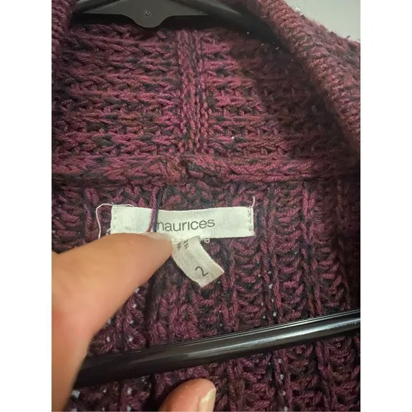 Maurice’s Maroon Chinky Knit Open Front Cardigan Size 2XL - Image 3