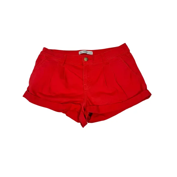 Abercrombie & Fitch Red Pleated Cuffed Chino Shorts Womens‎ 2 W26 - Image 2