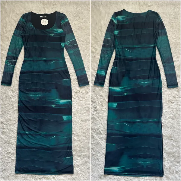 REMI x REVOLVE Nicole Dress Long Sleeve Mesh Midi Side Slit Sz S NWT New - Image 4