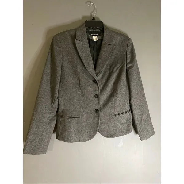 Jones New York Vintage Grey 3 Button Wool Blazer Size 10 - Image 2