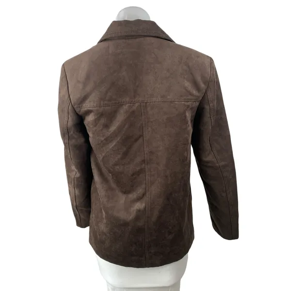 H&M Women's Brown Long Sleeve Button Up Notch Lapel Blazer Coat Jacket Size XS - Image 5