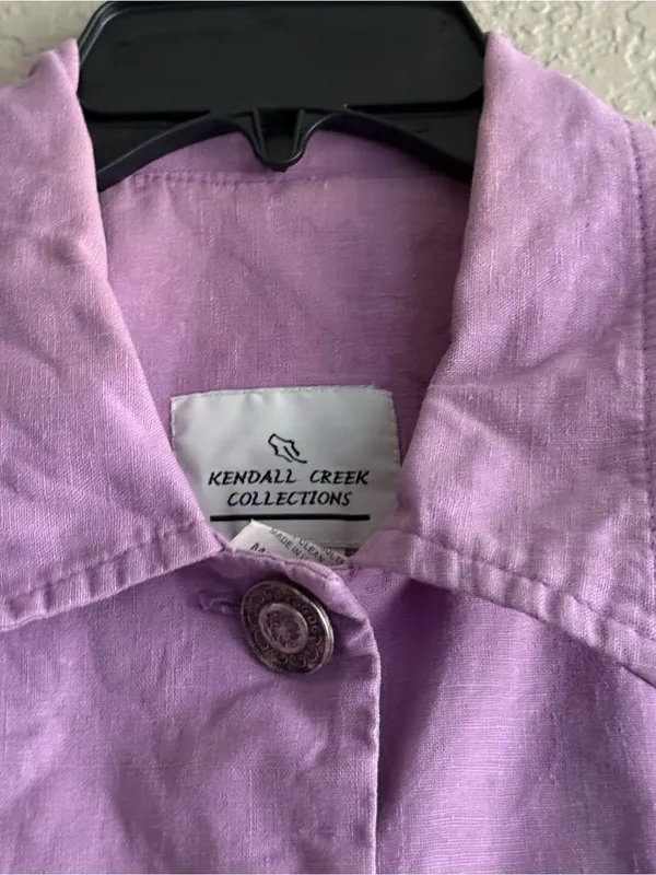 Kendall Creek Collections Lavender Cotton Linen Button Vest M Made USA - Image 7