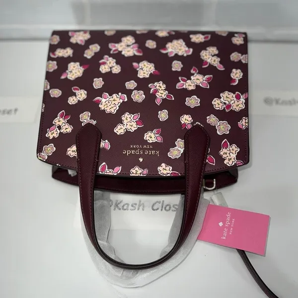 Kate Spade Deep Berry Floral Satchel - Image 8