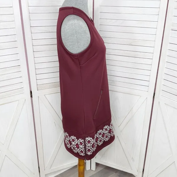 Athleta Sleeveless Tunic Fleece‎ Lined Scuba Knit Dress Maroon Small - Image 3