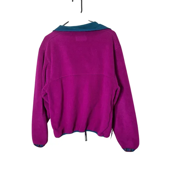 L.L.Bean Womens Fleece Jacket Polartec Windproof Zip Front‎ Purple Teal Trim L - Image 10