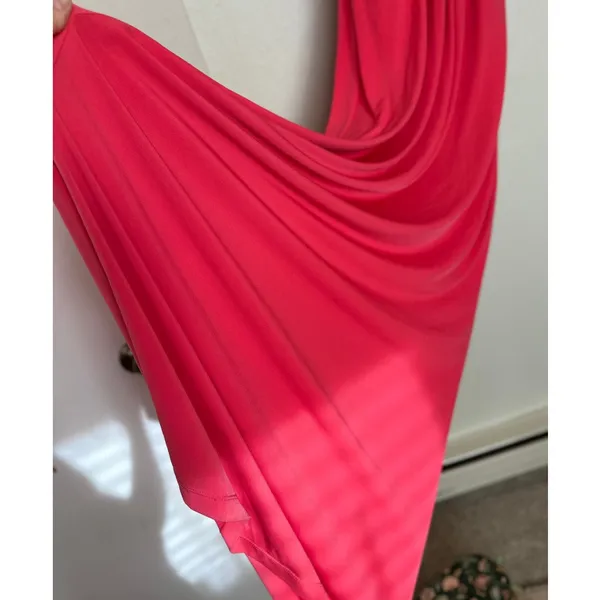 Guess Beaded Grecian Prom Dress Long Length Maxi Formal Coral Pink 2010s Silver - Image 10