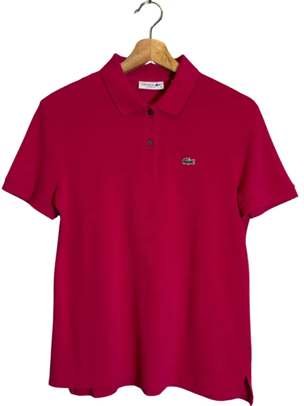 Lacoste Classic Fit Short Sleeve Polo Shirt Womens 40 Medium Fuchsia Pink Preppy - Image 4