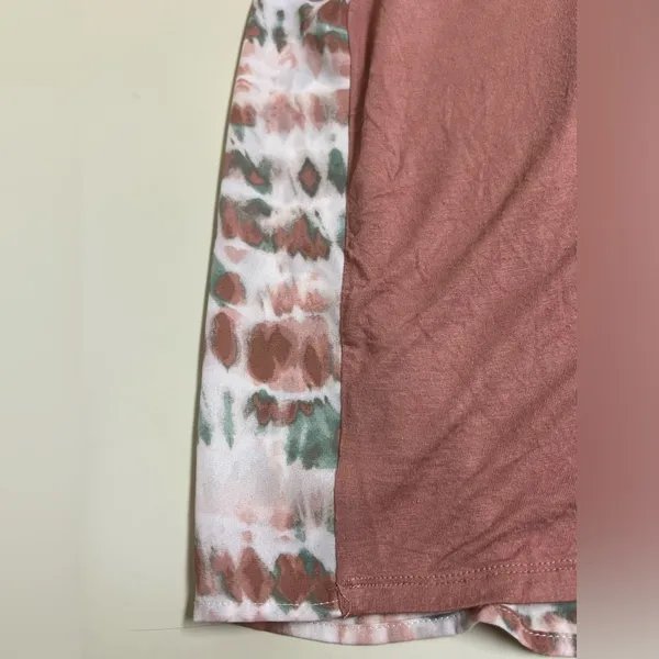 Bobeau Brown and Green Short Sleeve Tie Dye Blouse - Size Large - VGUC - Image 3