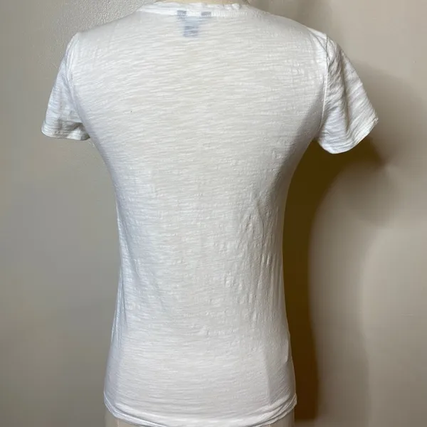 #21 AnnTaylor white T-shirt with elegant silver sequins - Image 2