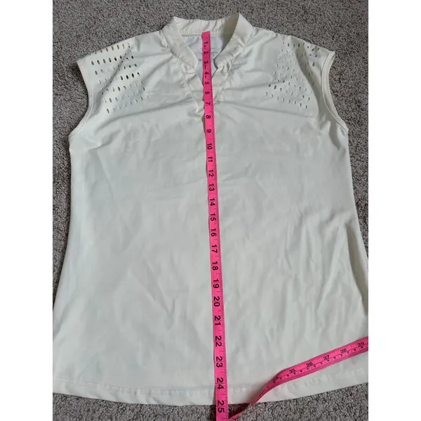 Soothfeel Shirt Womens Small Cream Butter Yellow Sleeveless Golf V Neck Vented - Image 2