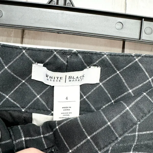 White‎ House Black Market Pants Women 4 Plaid Crop Slim Straight Business Casual - Image 2