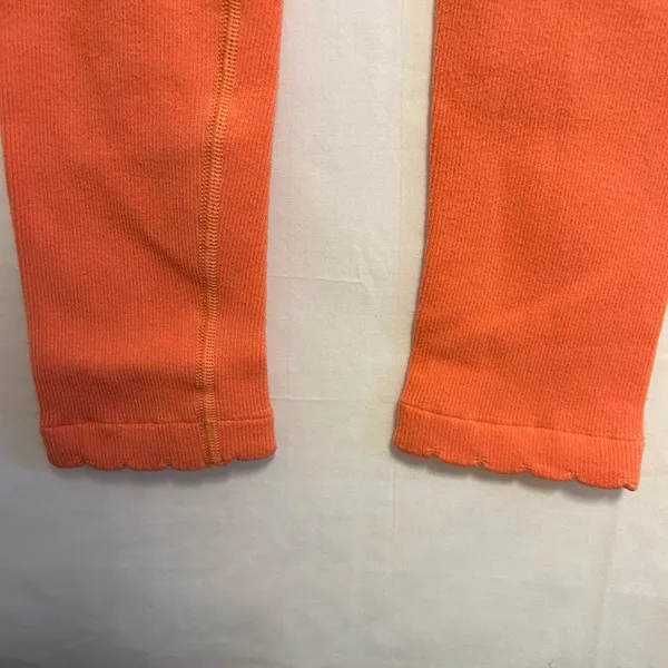 NWT Anthropologie Orange Ribbed Lettuce Trim Athletic‎ Legging Medium - Image 4