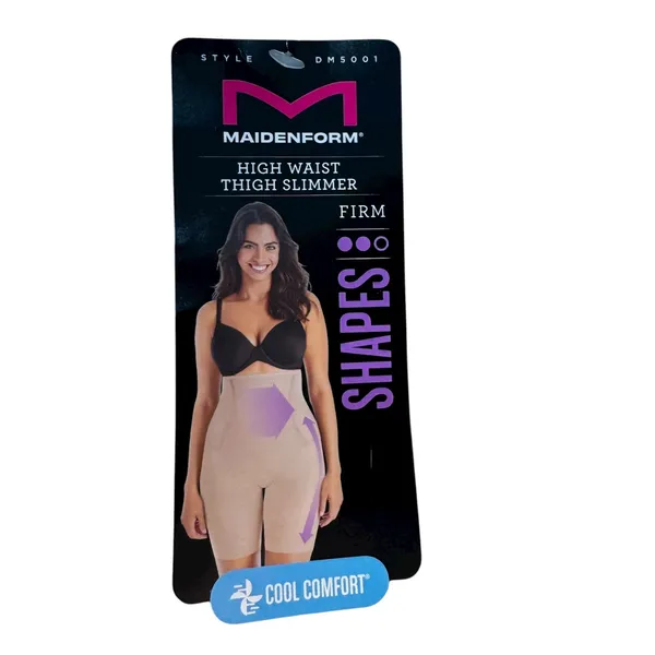 Maidenform High Waist Thigh Slimmer Shapewear Beige‎ Cool Comfort Firm Control M - Image 3