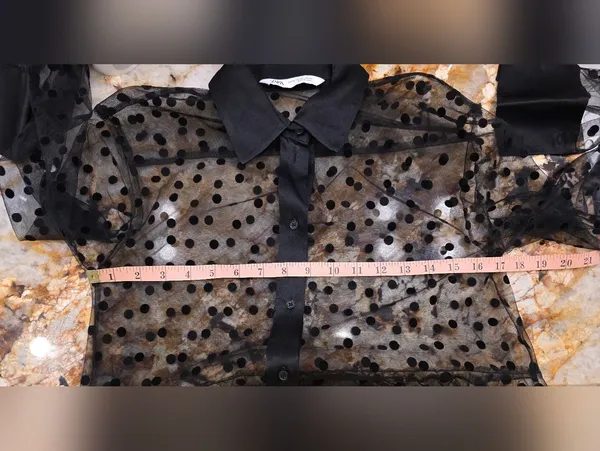 Zara tulle sheer polka dot Black dress XS - Image 7