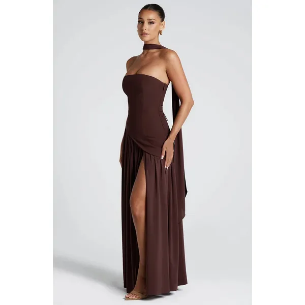 NEW Babyboo Maliyah Maxi Dress in Plum Brown Size Small - Image 2